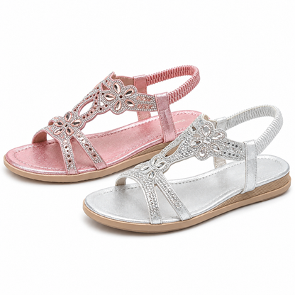 ✨ Sandales Bohèmes Femme à Strass Brillants – Confort Absolu, Bride Élastique & Élégance Estivale