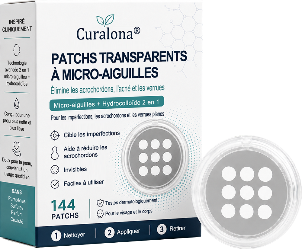 ✨Patch 2-en-1 Curalona® : Microneedle & Hydrocolloïde✨ | Élimine les grains de beauté en relief, les verrues planes et les acrochordons | Aide à atténuer les rides, les cicatrices et les imperfections | Patch invisible adapté au visage et au corps